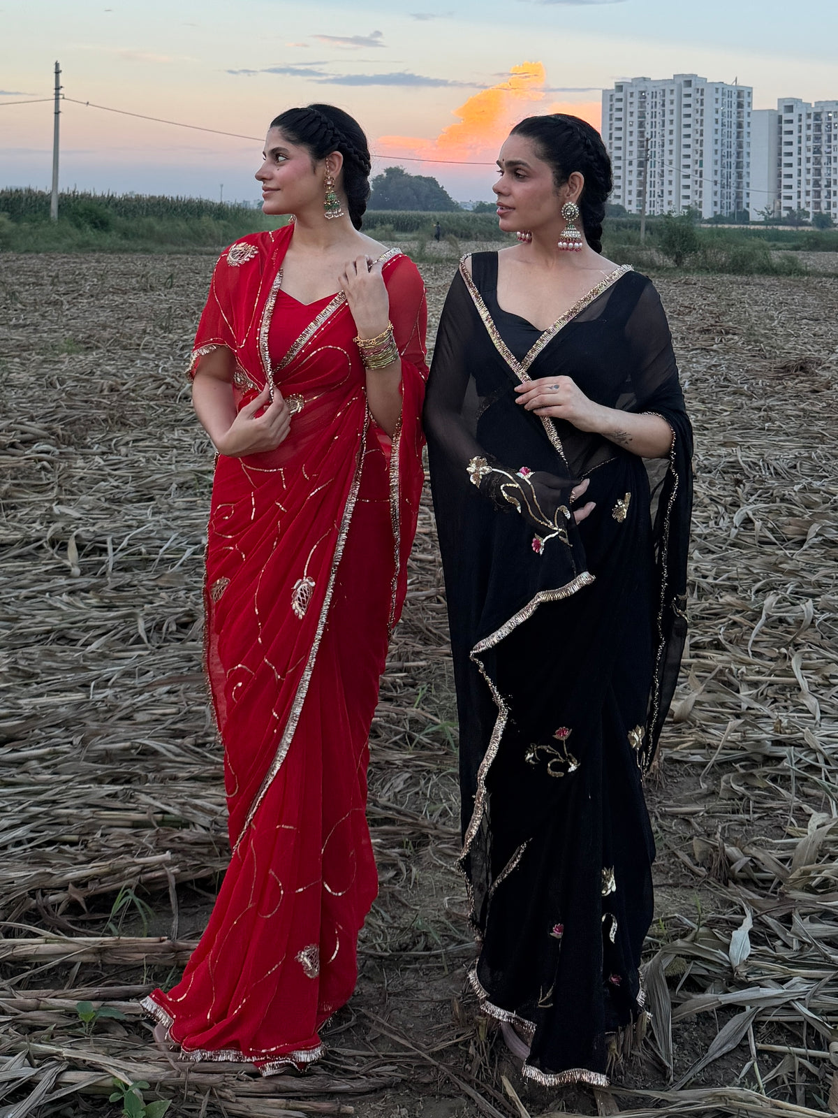KUMKUM — Red Zari & Sequin Handcrafted Saree