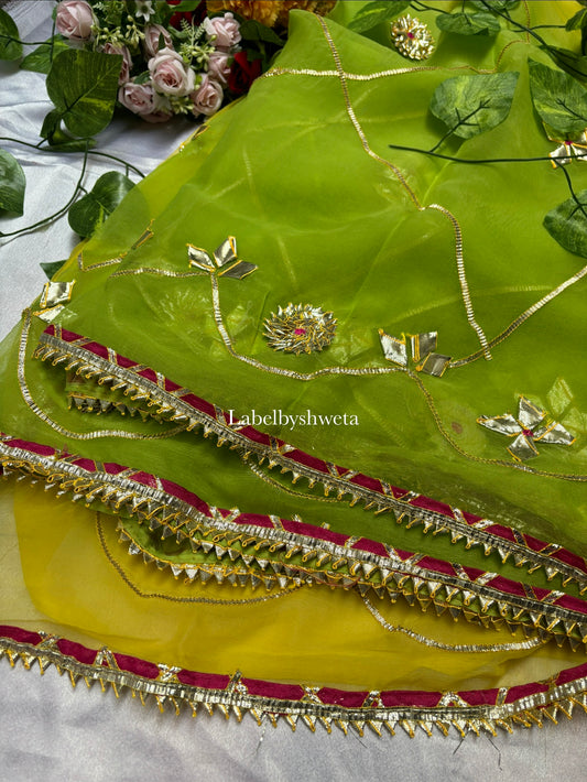 Diamond chiffon dual shaded gotta patti saree