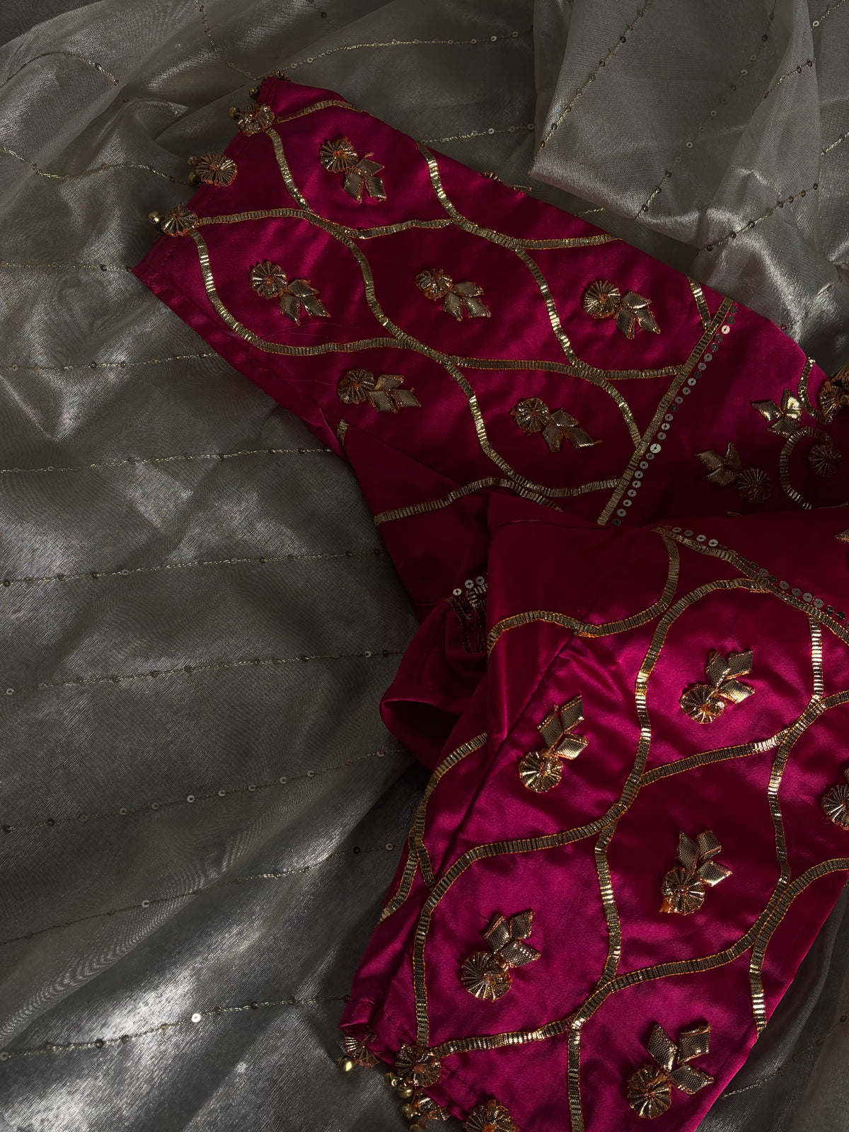 GHUGHROO AANGII – Bridal Handcrafted Bamberg Satin Blouse
