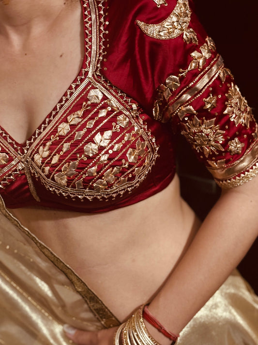 BRIDAL CHAAND AANGII – Bridal Handcrafted Bamberg Satin Blouse