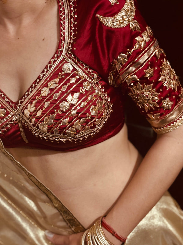 BRIDAL CHAAND AANGII – Bridal Handcrafted Bamberg Satin Blouse